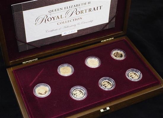 A cased Royal Mint 2003 Queen Elizabeth II Royal Portrait Collection seven coin set,